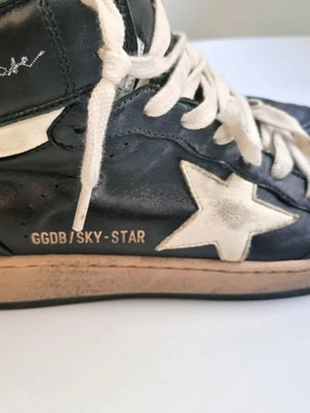 Golden Goose Sky-Star High-Top Sneakers in Black & White